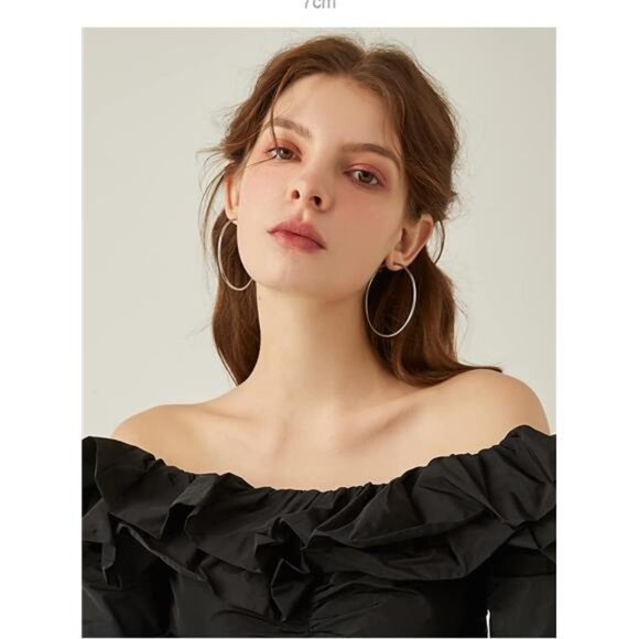 925 Sterling Silver Big Hoop Earrings Minimalist Round Circle Endless Large Hoop - Picture 5 of 7